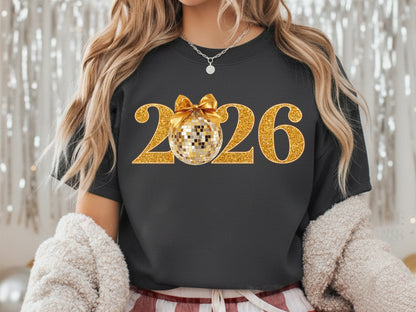 Gold Glitter Coquette 2026 New Year Sublimation