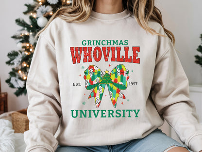 Grinchmas Whoville University, Coquette Christmas Sublimation