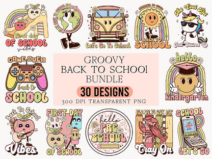 Groovy Back to School Sublimation Bundle PNG