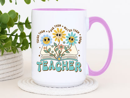 Groovy Teacher Teach Them Love Them Watch Them Grow PNG