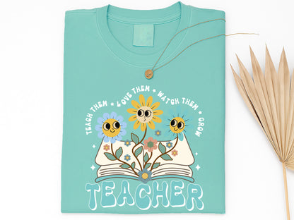 Groovy Teacher Teach Them Love Them Watch Them Grow PNG