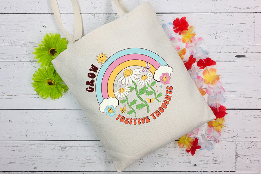 Grow Positive Thoughts - Retro Spring PNG