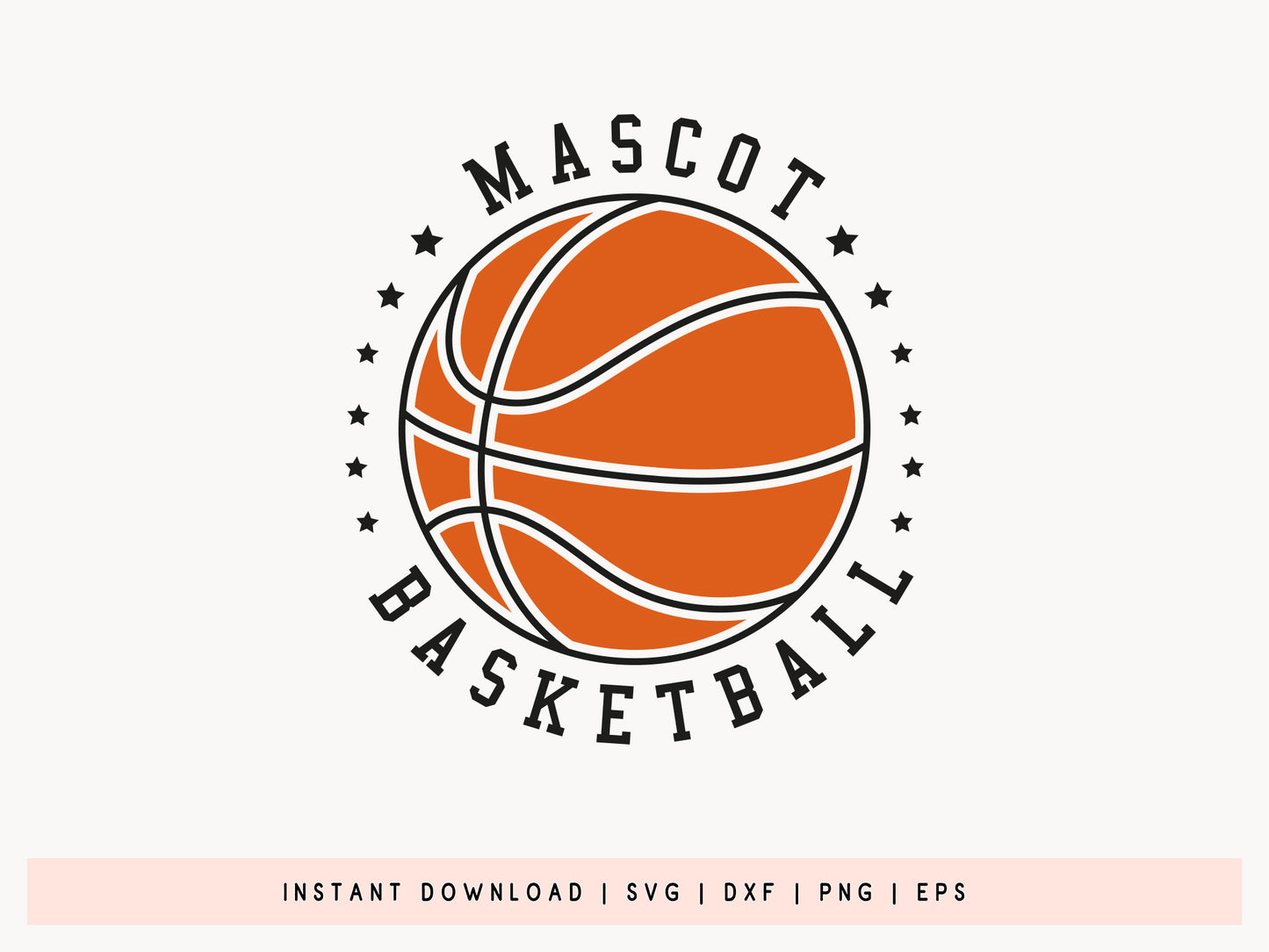 Hand Drawn Mascot Basketball SVG