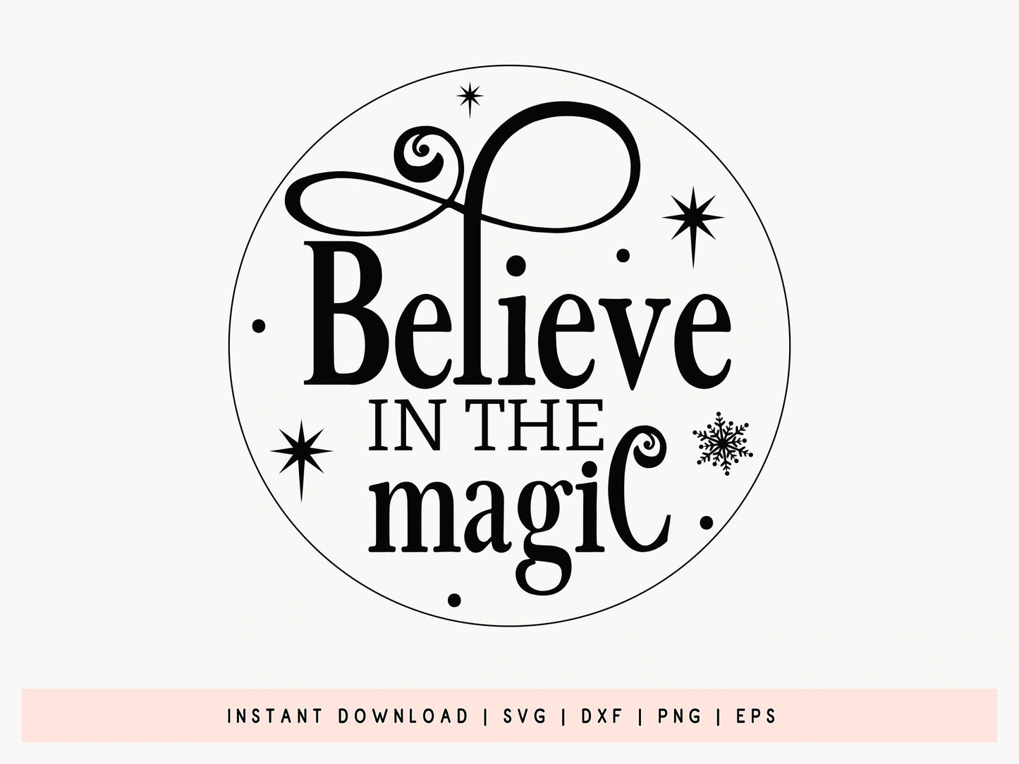 Handcrafted Christmas Ornament Svg - Believe in the Magic