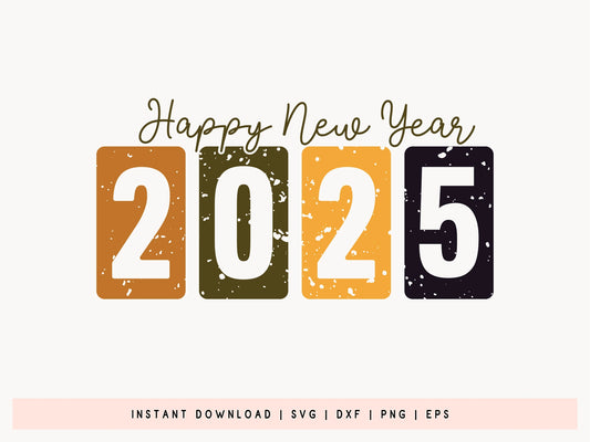 Handcrafted Happy New Year 2025 SVG