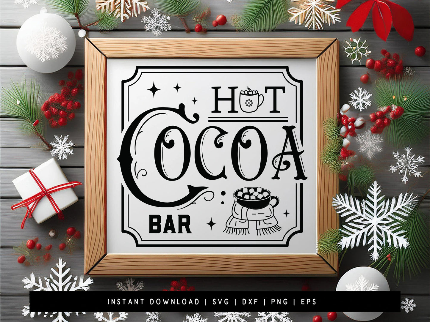 Handcrafted Hot Cocoa Bar Sign SVG