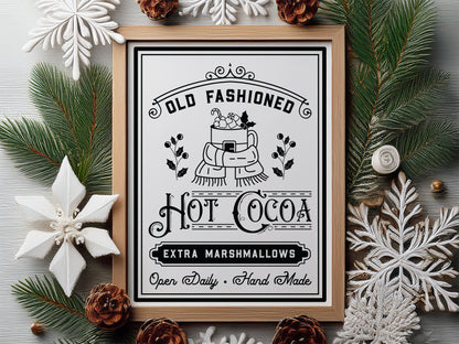 Handcrafted Old Fashioned Hot Cocoa Sign SVG