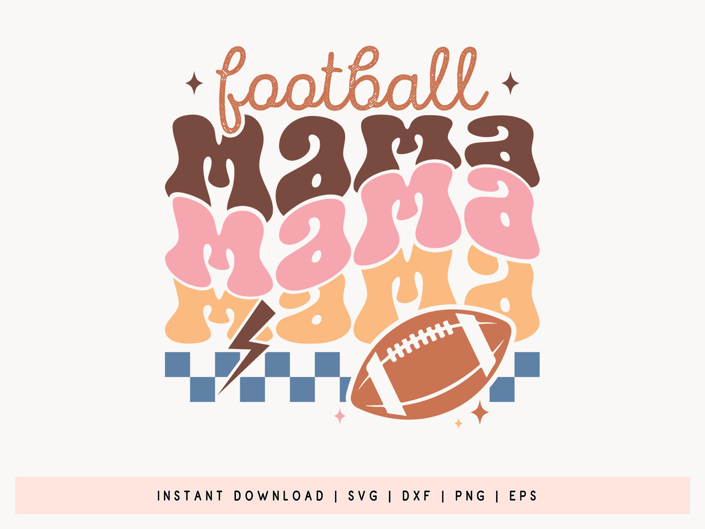 Handcrafted Retro Football Mama SVG