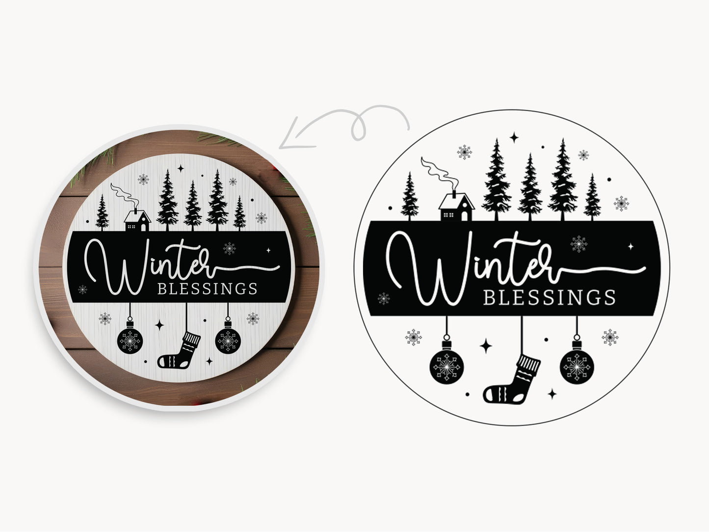 Handcrafted Winter Blessings Sign SVG Design