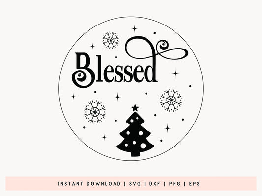 Handmade Christmas Ornament SVG Design - Blessed