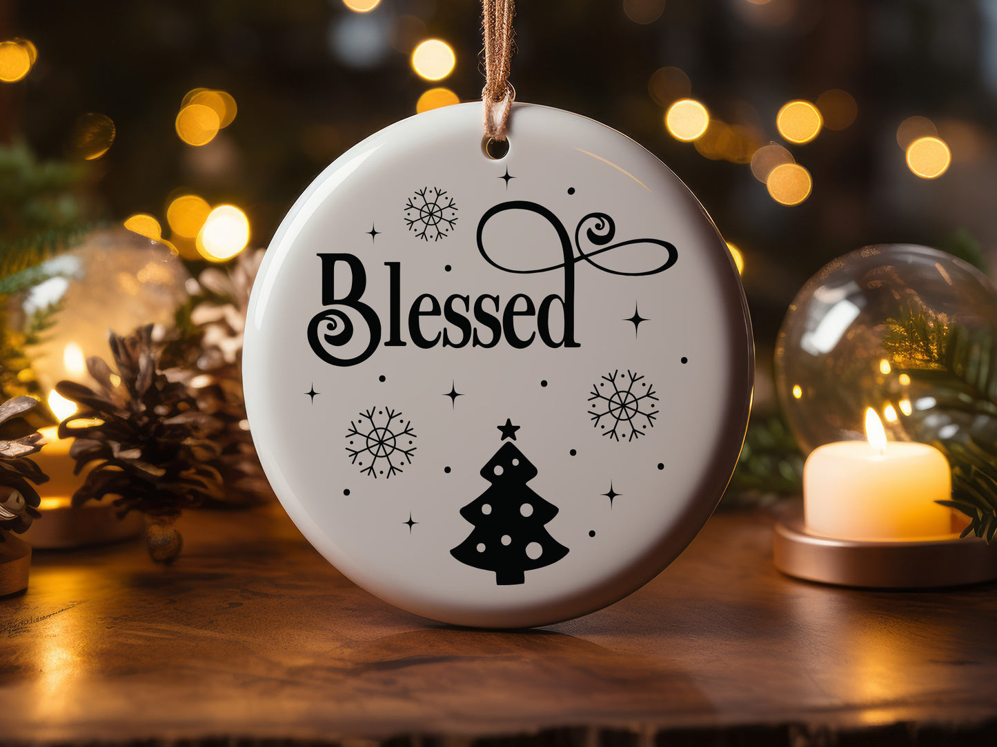 Handmade Christmas Ornament SVG Design - Blessed