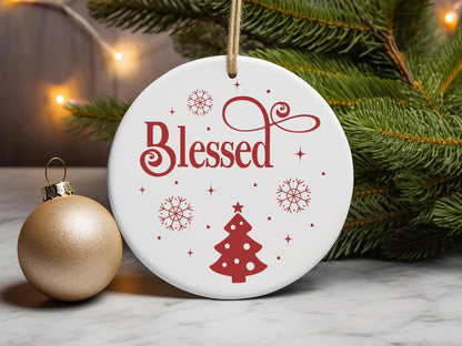 Handmade Christmas Ornament SVG Design - Blessed