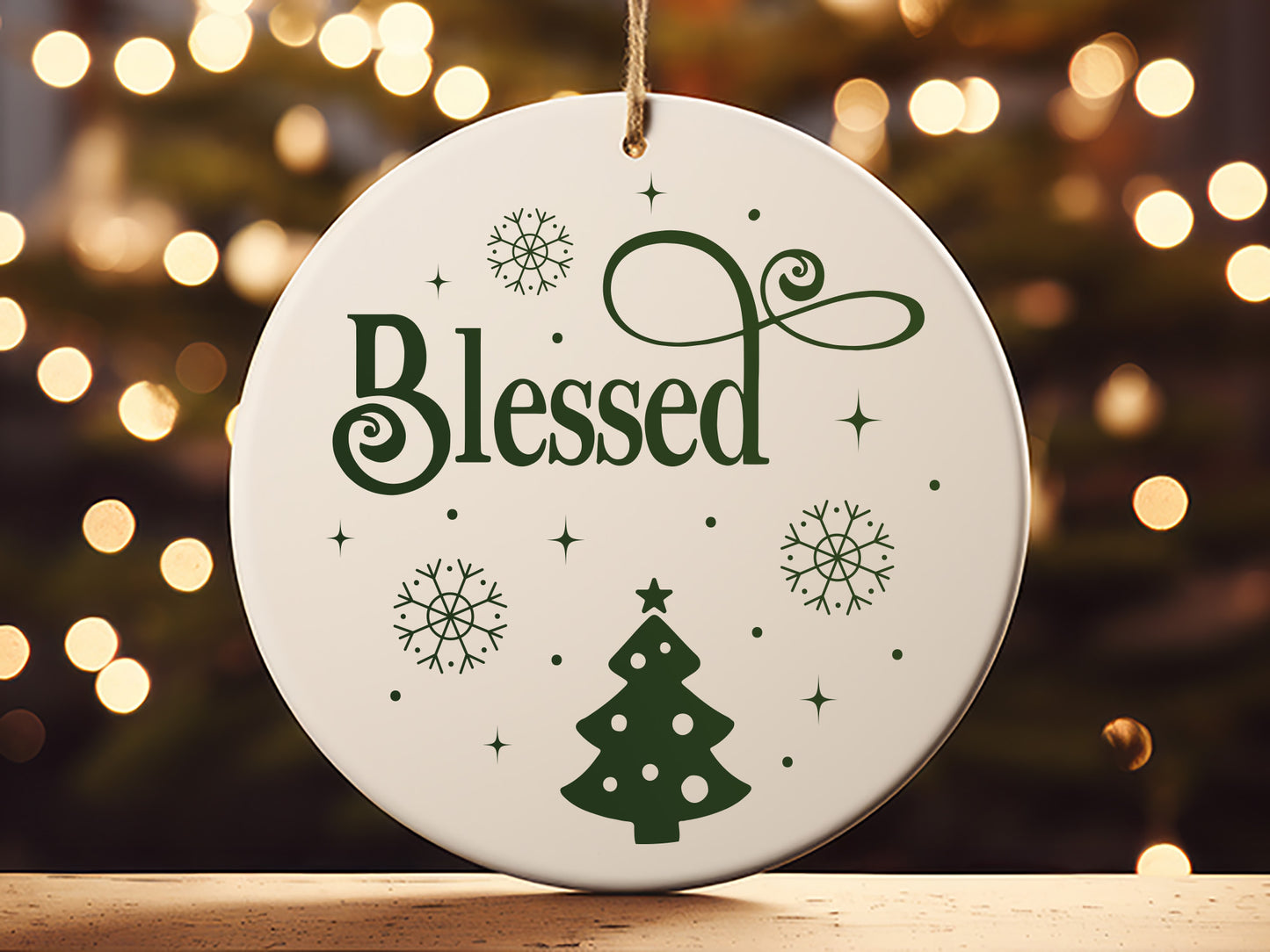 Handmade Christmas Ornament SVG Design - Blessed