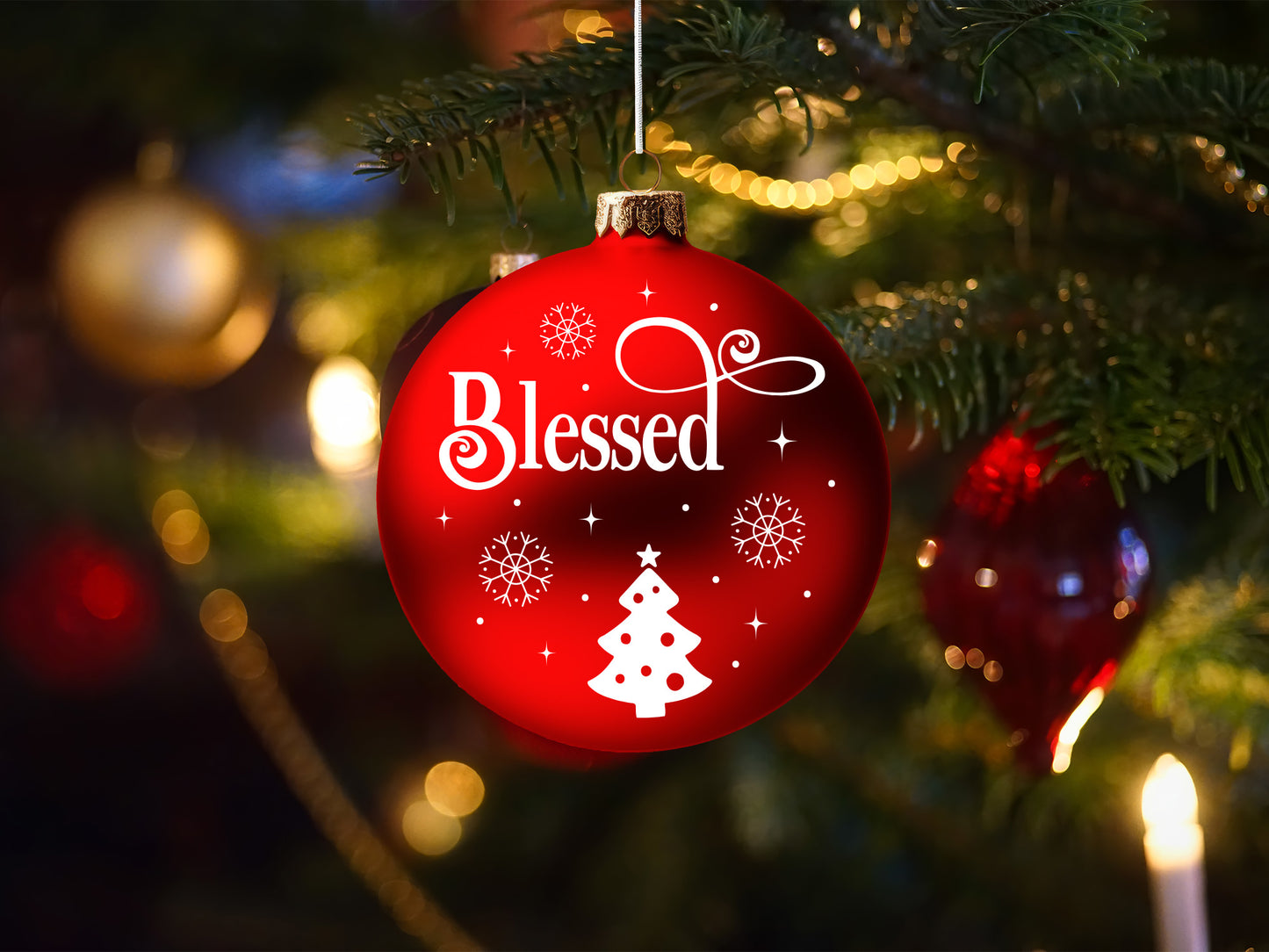 Handmade Christmas Ornament SVG Design - Blessed