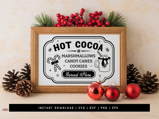 Handmade Hot Cocoa Sign SVG Cut File