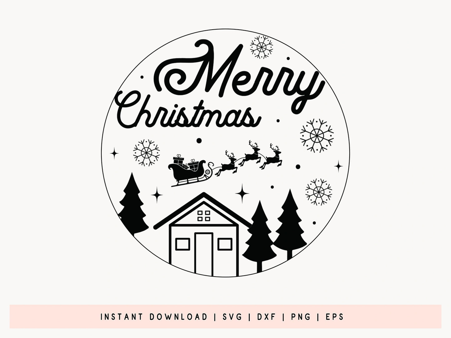 Handmade Merry Christmas Tree Ornament SVG