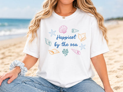 Happiest by the Sea, Coastal Summer PNG Sublimation
