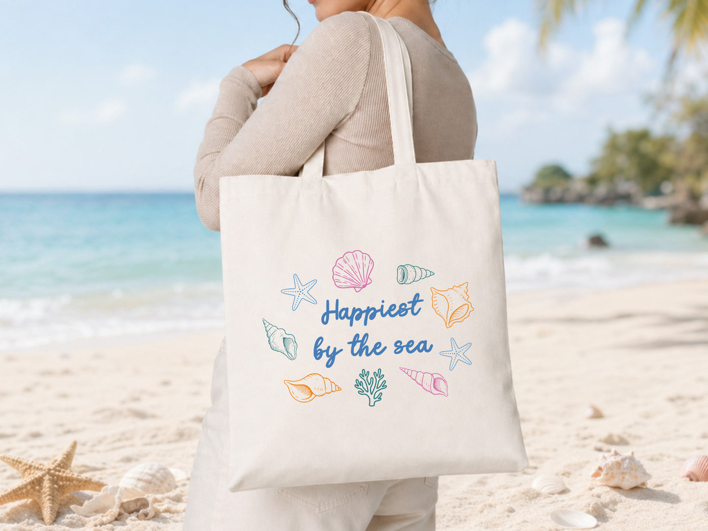 Happiest by the Sea, Coastal Summer PNG Sublimation