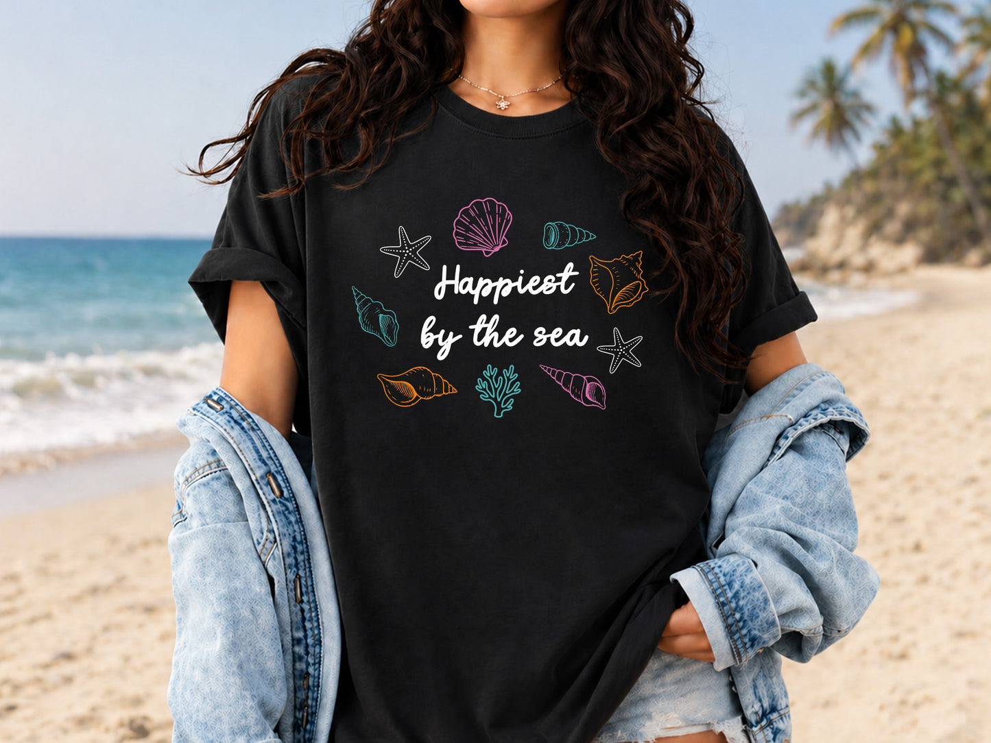 Happiest by the Sea, Coastal Summer PNG Sublimation