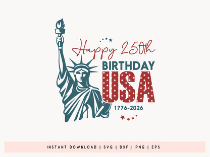 Happy 250th Birthday USA SVG Vector