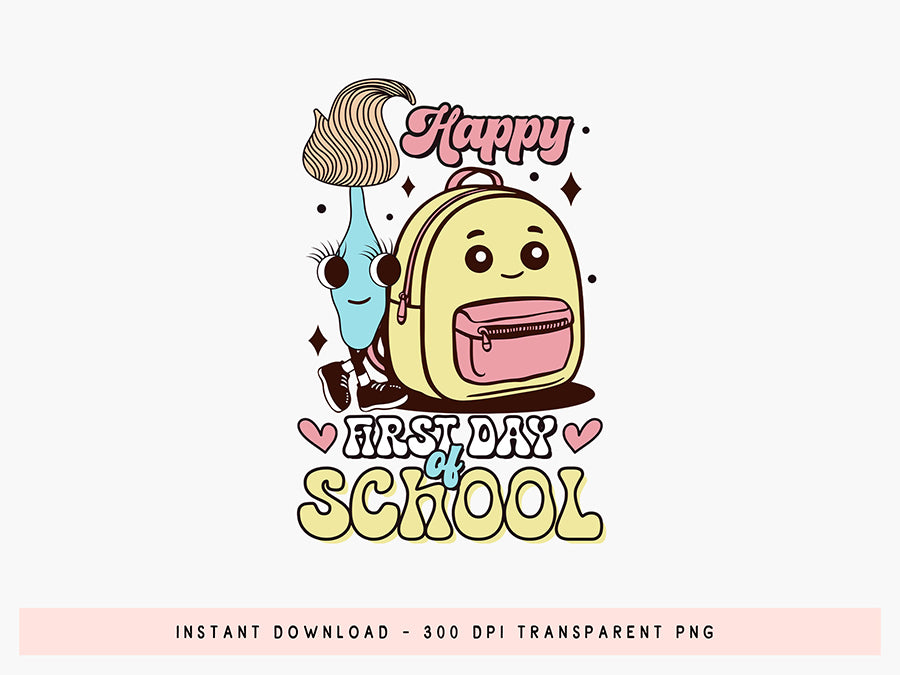 Happy First Day of School - Groovy Back to School PNG