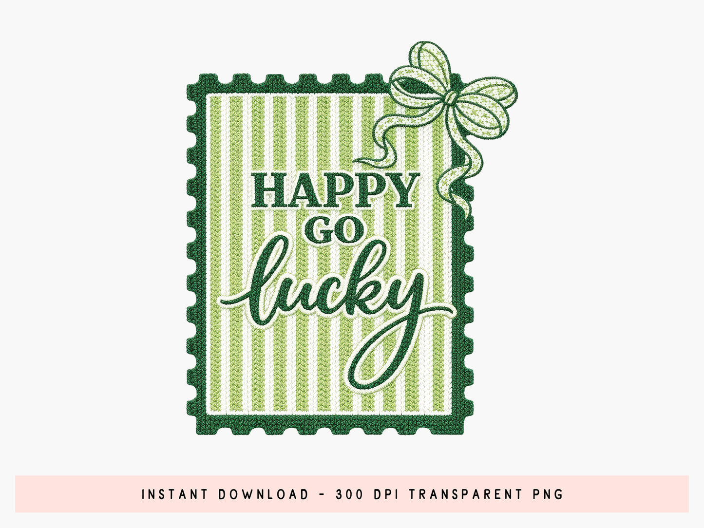 Happy Go Lucky, Faux Yarn Coquette St Patrick's Day PNG