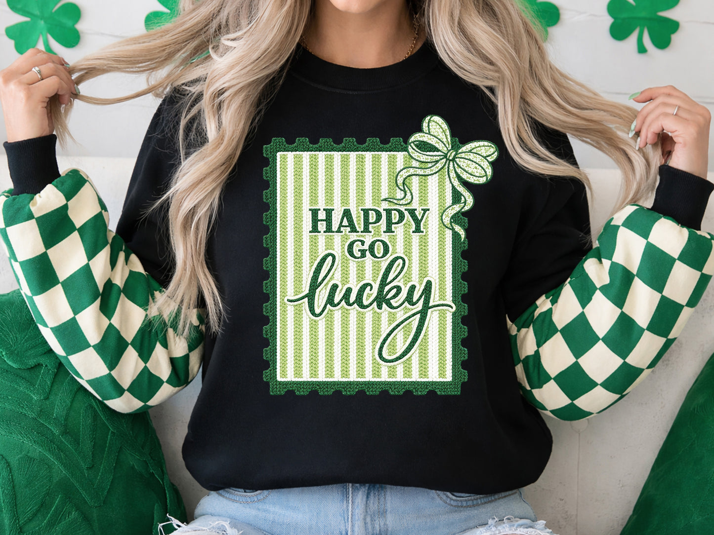 Happy Go Lucky, Faux Yarn Coquette St Patrick's Day PNG