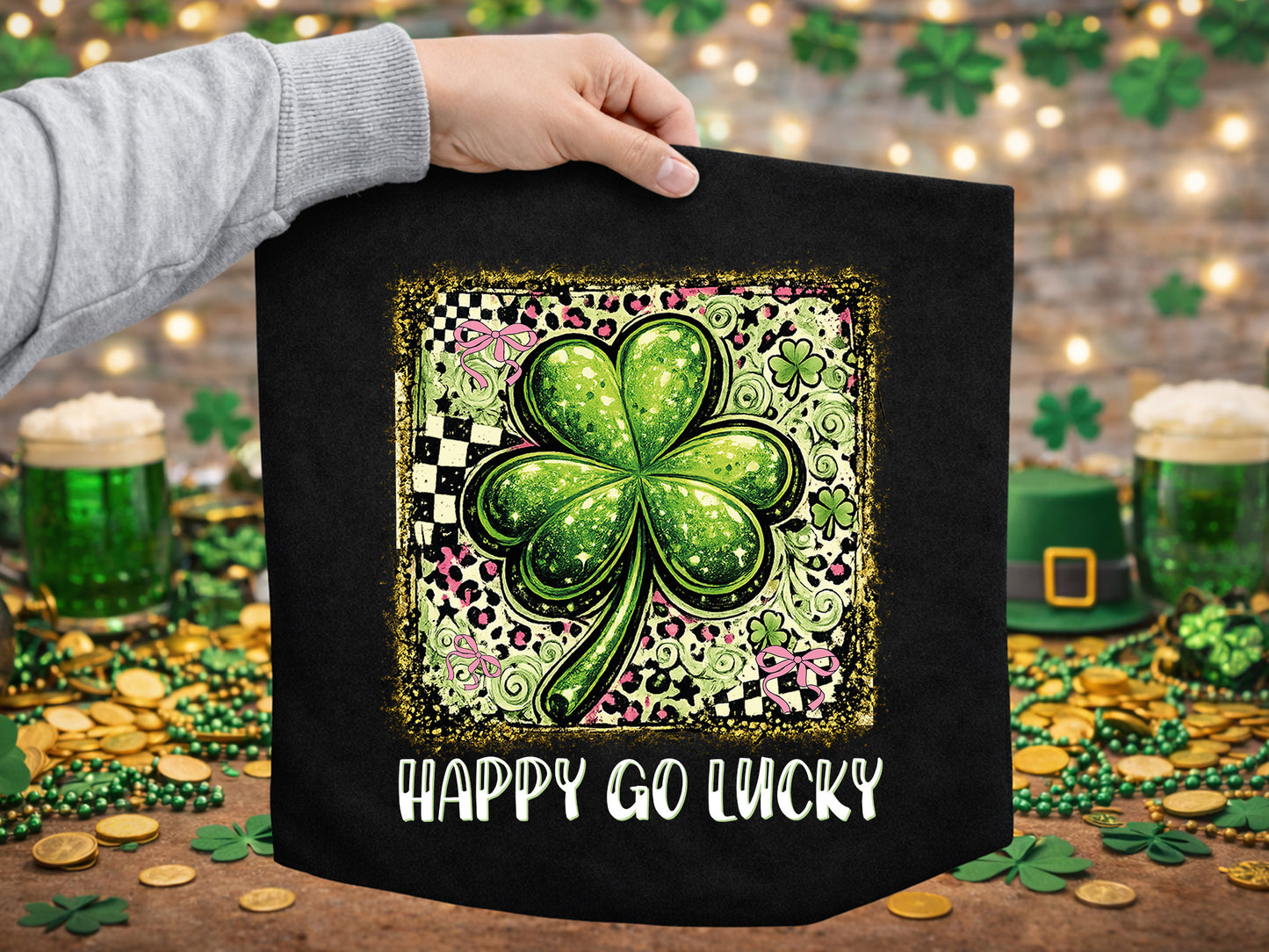 Happy Go Lucky, Glitter St Patrick's Day Sublimation