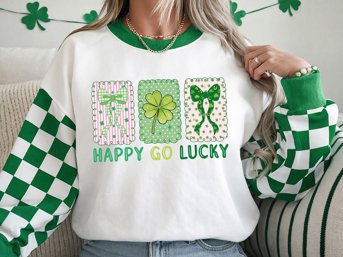 Happy Go Lucky, Preppy St Patrick's Sublimation