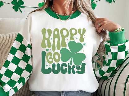 Happy Go Lucky, Retro St Patrick's Day SVG Vector