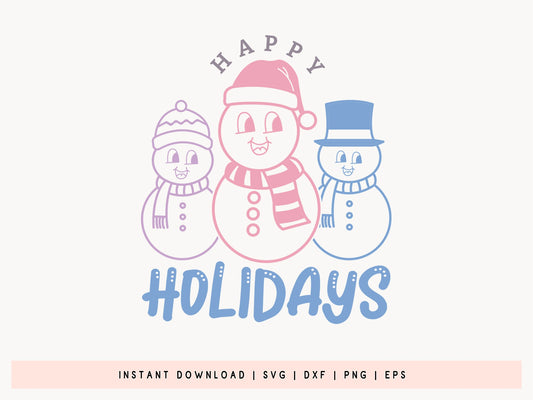 Happy Holidays - Cute Snowman SVG