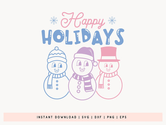 Happy Holidays - Funny Snowman SVG Design