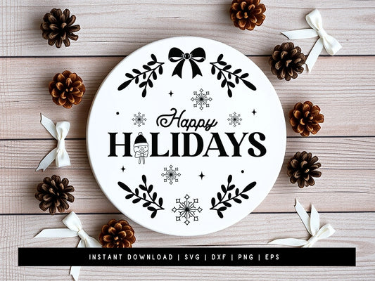 Happy Holidays - Handcrafted Winter Sign SVG