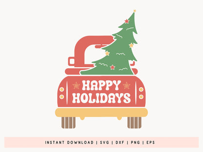 Happy Holidays - Retro Christmas SVG