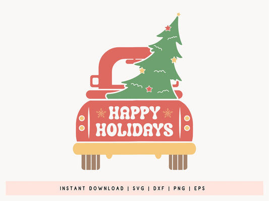 Happy Holidays - Retro Christmas SVG