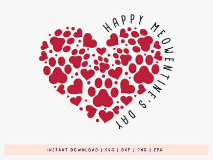 Happy Meowentine's Day - Handcrafted Cat Valentine SVG