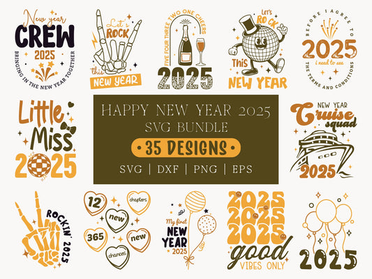 Happy New Year 2025 SVG Bundle