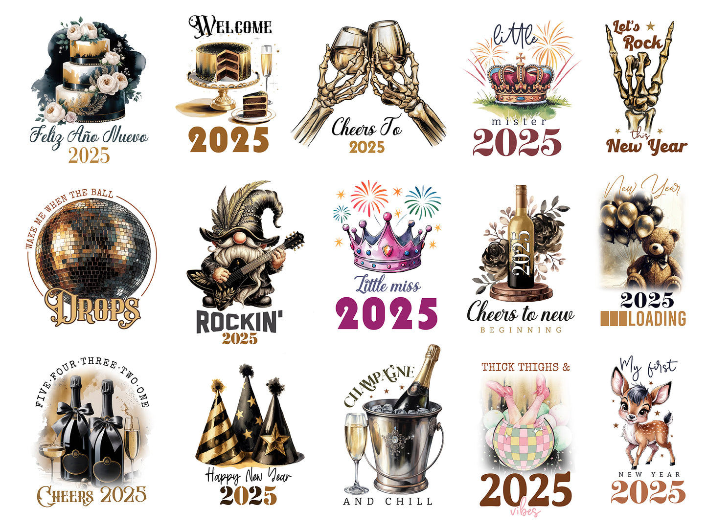 Happy New Year Sublimation PNG Bundle