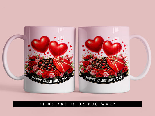 Happy Valentine's Day PNG Mug Wrap Design