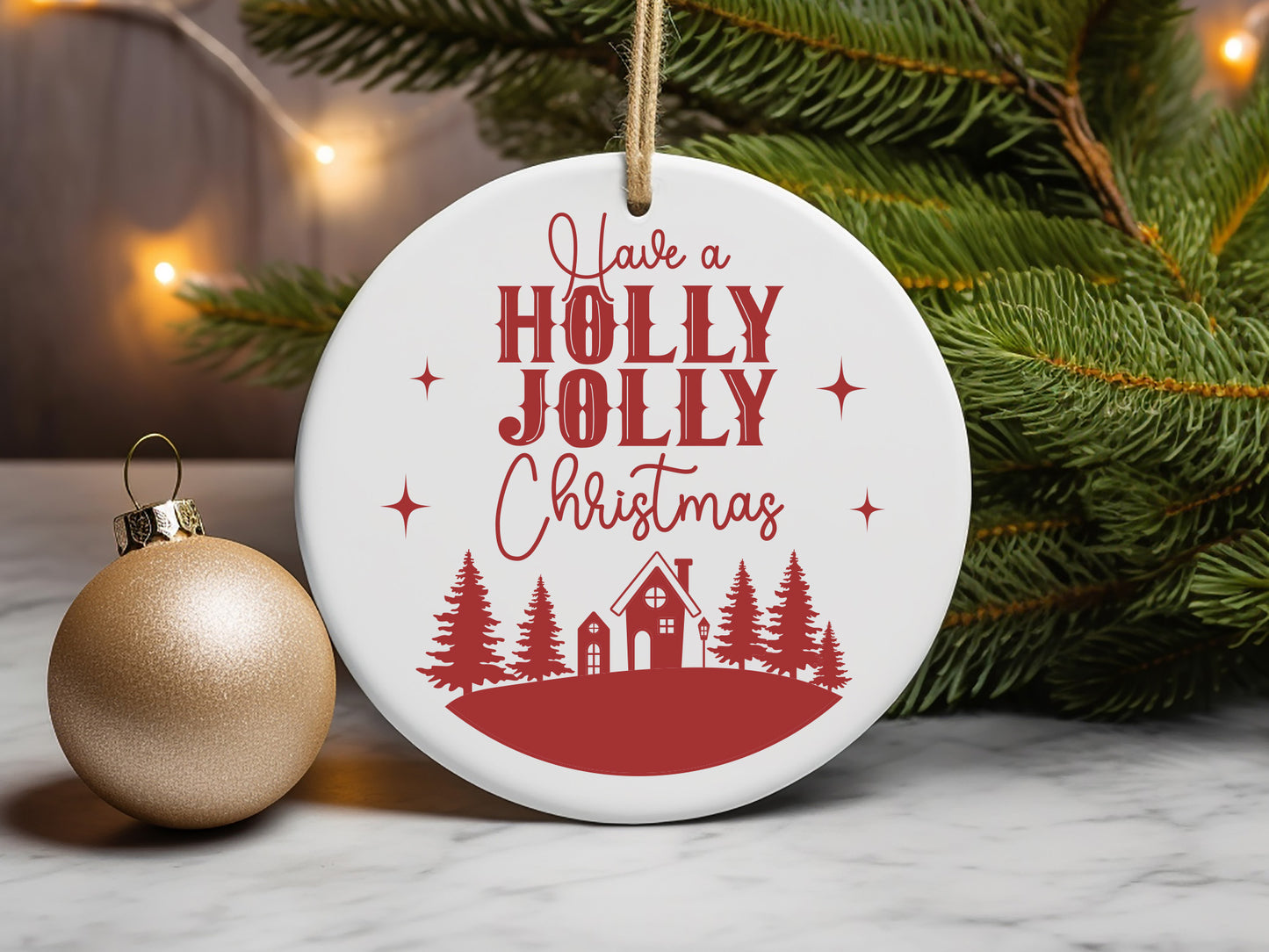 Have A Holly Jolly Christmas Ornament SVG Design