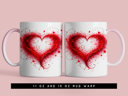 Heart Mug Wrap Valentine's Day Sublimation