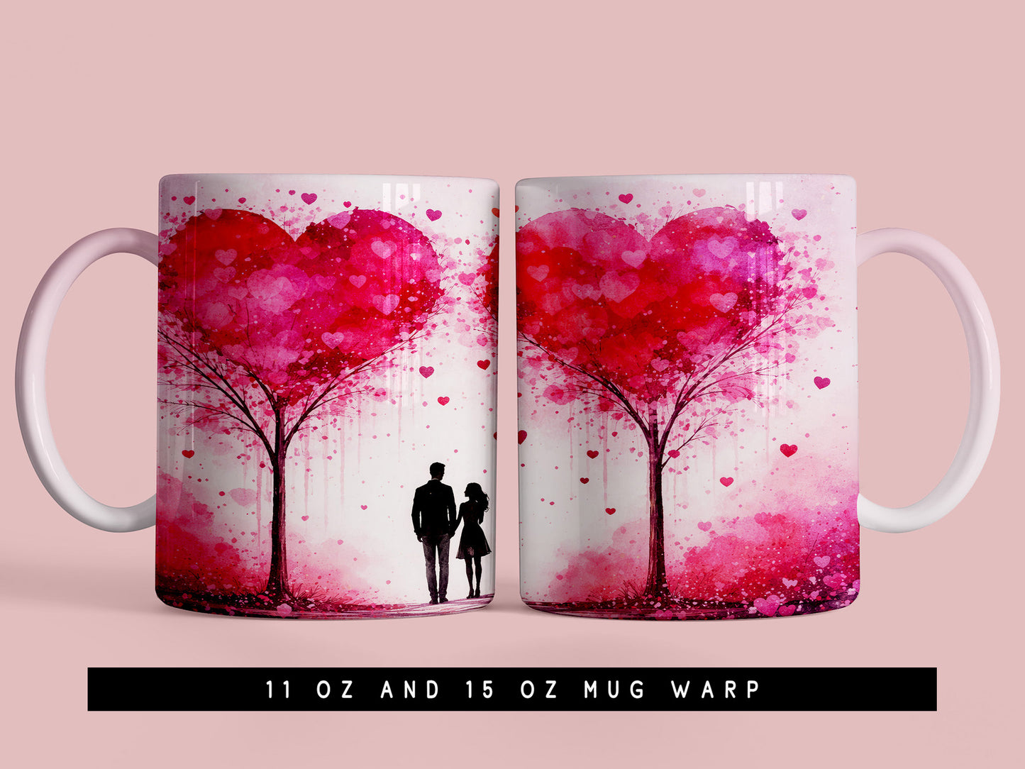 Heart Valentine's Day Mug Wrap Sublimation PNG