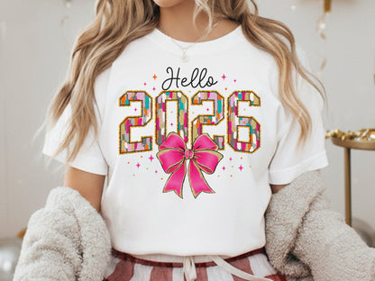 Hello 2026, Pink Coquette New Year Sublimation