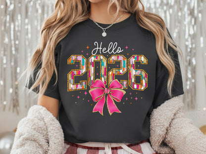 Hello 2026, Pink Coquette New Year Sublimation