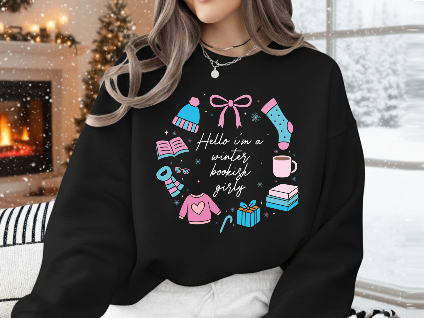 Hello I'm a Winter Bookish Girly PNG Sublimation