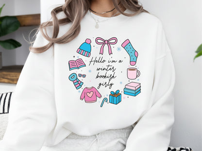 Hello I'm a Winter Bookish Girly PNG Sublimation