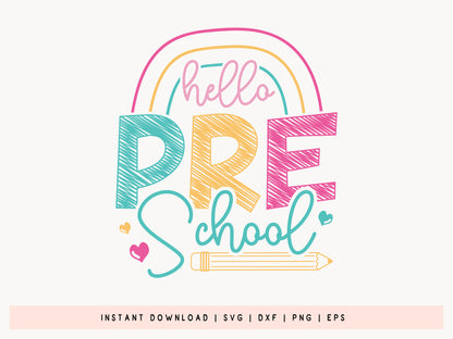 Hello Preschool, Back to School SVG Vector