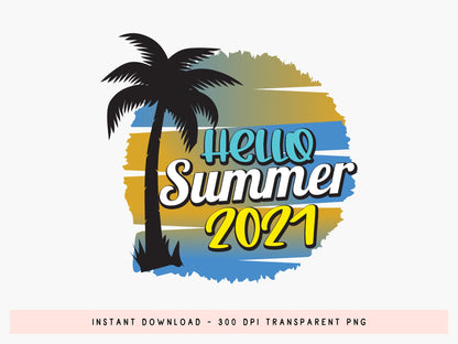 Hello Summer 2025 Sublimation Design PNG