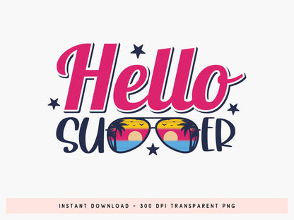 Hello Summer Sublimation Design PNG