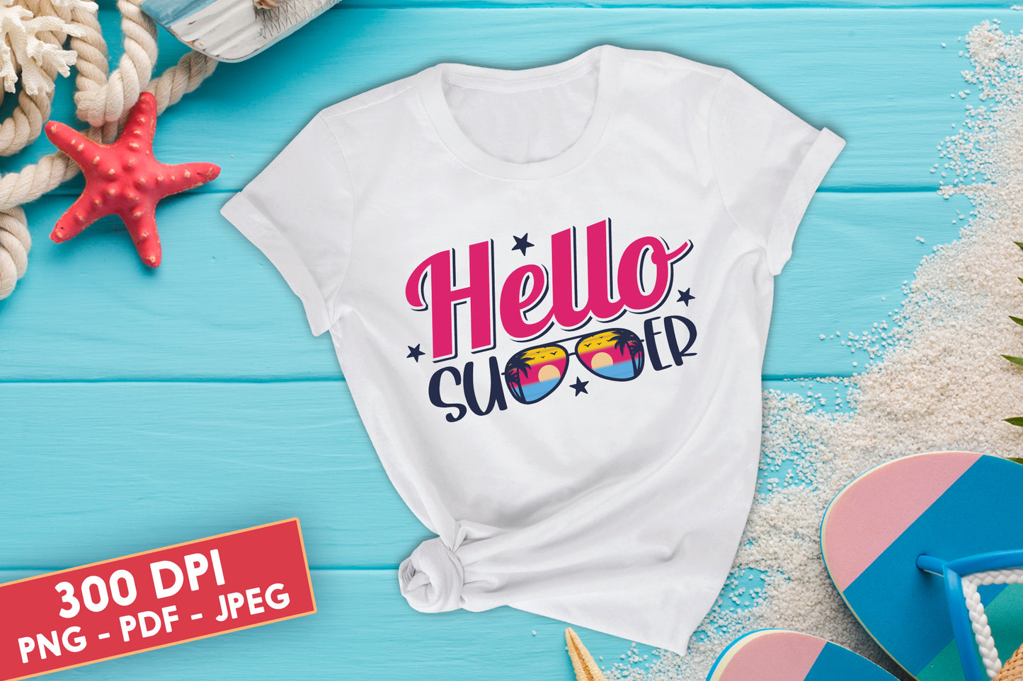 Hello Summer Sublimation Design PNG